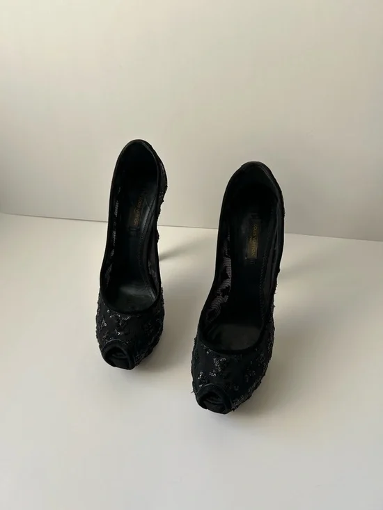Louis Vuitton Black Sequin Platform Stiletto Pumps - Picture 4 of 4